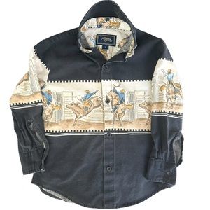 Roper Vintage Western Rodeo Button Down Shirt Boys Size Small